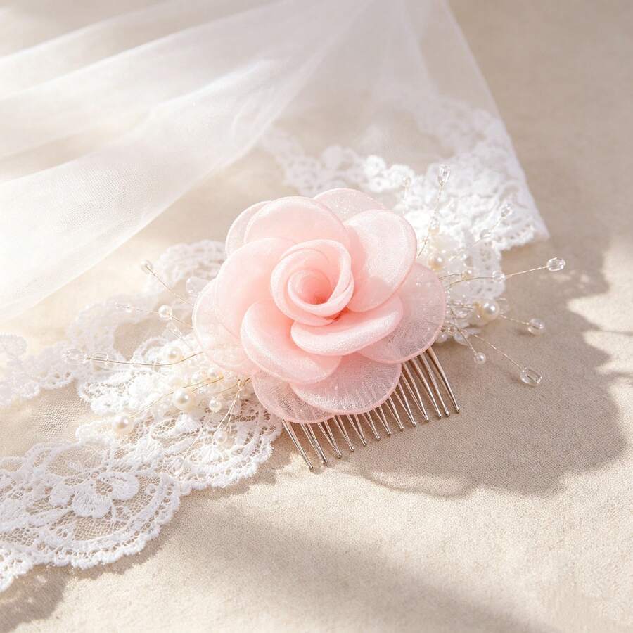 1 Stück/10 Stücke DIY rosa Stoffblume, handgefertigte Bastelblume Ornament, Haaraccessoire Blume, dekoratives Blumenaccessoire für Festivals, perfekt für Weihnachten, Halloween & alle Feiertagsdekorationen - Verschiedenfarbig - Übersicht 1