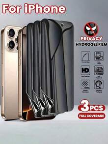 Pas Layar Penuh/Tanpa Tepi Putih/Tanpa Celah/Bebas Debu, Tekstur Asli, Anti Keringat Anti Sidik Jari, Tidak Melengkung di Tepi, Perbaikan Goresan Cepat 24 Jam, Film Hidrogel Privasi Kompatibel dengan Seri Apple 11-17, Perlindungan Sempurna untuk Privasi Pribadi - Hitam - View 19