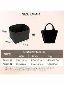 18pcs Felt Organizer Insert Liner For Picotin 22, High Quality Large Capacity Inner Bag, Handbag Organizer (Black) - Black - View 5