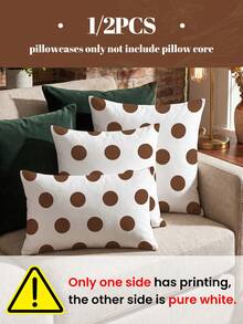 1/2pcs Polka Dot Print Pillowcase (Pillow Insert Not Included), Single-Sided Print, Soft And Breathable, Anti-Pilling, Skin-Friendly And Durable, 45*45/50*50/40*40CM, Home Decor, Suitable For All Seasons, Machine Washable, OEKO-TEX Certified - Multicolor - View 2
