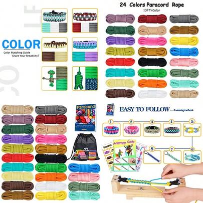 Paracord 550 Combo Kit, 10Feet Prord Rope With Instrution, Multifunction Parachute Cord For Making Paracord Bracelets, Lanyard, Dog Collar, Idea For Gift…