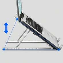 1pc Black Laptop Holder Stand Foldable Aluminum Alloy Laptop Cooling Bracket Lifting Cooling Holder Non-Slip Foldable Laptop Stand - Black - View 4