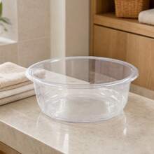 Palangana redonda de plástico transparente de 37.3cm, palangana portátil para lavandería para el hogar, baño y cocina - transparente - Ver 2