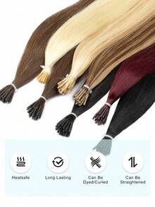 I Tip Human Hair Extensions 16-22 Inch Invisible Keratin Fusion Straight Remy Real Hair 25g/30g/50g Natural Black Blonde Highlights For Women Wedding Party Daily Wear Summer Holiday Concert Travel Beauty Accessory - Multicolor - View 7