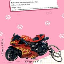 AD Alloy Flame Motorcycle Keychain, Spring-Back Inertia Motorcycle Model Pendant, Boys Realistic Motorcycle Toy Key Chain - Flame Motorcycle - View 7