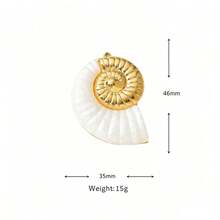 1/6pcs Ocean Shell Pendant, Gold Tone Conch Starfish Horseshoe Pendant, Pearl Effect DIY Jewelry Accessories, Suitable For Necklace Bracelet Making - Yellow Gold - View 6