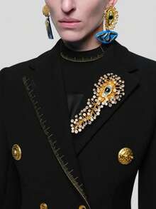 1 pezzo Orecchini a perno con diamante a forma di occhio del diavolo - Spilla retrò di lusso a forma di occhio - Accessorio per cappotto - Spilla versatile - Orecchino a perno - XYXZ334 - Visualizzare 3