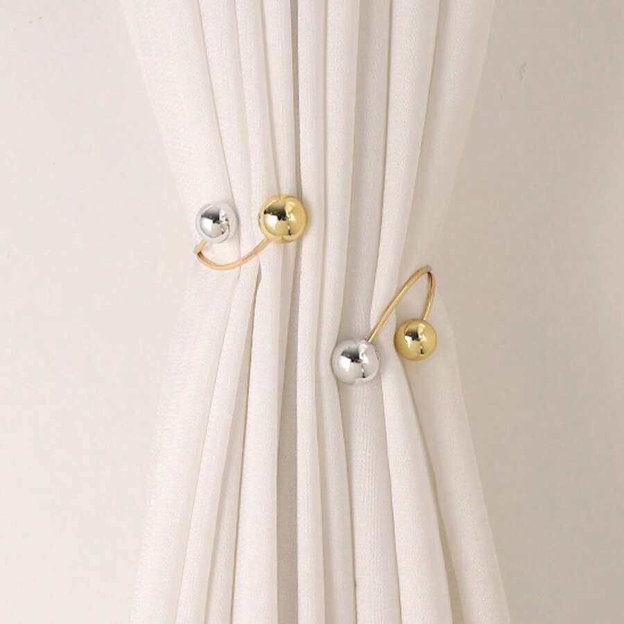 1pc Modern Minimalist Alloy Curtain Tieback, No-Drill Curtain Holder, Window Decor Curtain Tie - Multicolor - View 1
