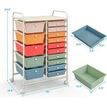 15 Drawers Rolling Cart, Classroom Organizers, Storage Cart With Wheels, For Teacher Office Home School Supplies Tool Craft Art Paper - Multicolor - View 3