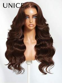 UNice Mocha Brown 13x4 Pre Everything Lace Front Loose Wave Glueless Wig With Drawstring Fit For All Sizes Transparent Lace Auburn Brown 150% Density Put On And Go Wig Pre Plucked Pre Cut Bleached Knots Ready To Wear - S4 - View 14