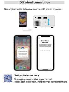便攜式迷你投影機，內建喇叭與遙控器的 LCD 投影機，相容於 iOS、Android、Windows 和 PS/4，適用於電影觀賞與遊戲的 USB 家用劇院投影機 - 白色 - 查看 9