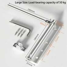 1件家用自動門關閉器，安裝簡單 | 安全彈簧門關閉器 | 自動緩閉，將合頁門轉換為自動自閉門 | 可調節關閉速度 | 包含支撐臂、螺絲、扳手 - A - 查看 12