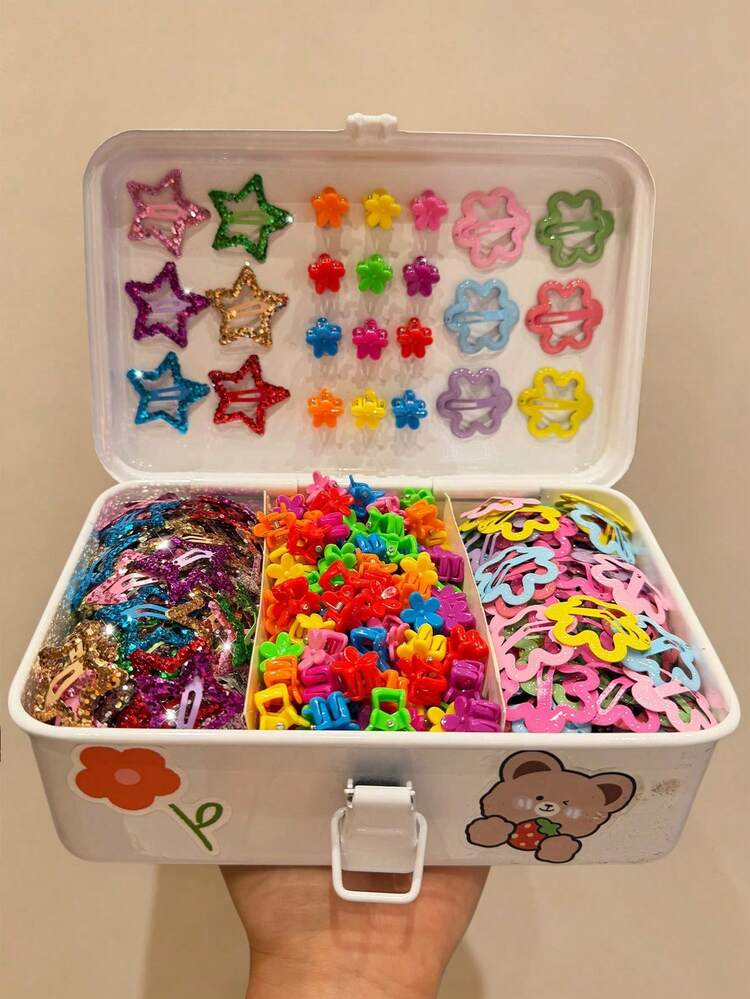 30pcs/60pcs Cute Minimalist Five-Pointed Star Hair Clips, Sweet Candy Color Star BB Clips, Versatile Hair Accessories For Girls, Suitable For Daily Wear, Performance, Photo Styling (Random Color), Back To School - Champagne - View 10