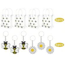 6入透明蜜蜂派對禮品袋，附蜜蜂雛菊鑰匙圈或黃色蝴蝶結，春季蜜蜂主題禮品包裝袋、零食袋，適用生日禮物、派對裝飾與派對伴手禮 - 無色 - 查看 11