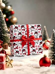 1 Roll Of Christmas Gift Wrapping Paper, Snowman-Themed Design;Perfect For Christmas Gift Wrapping,Holiday Party Decor,Home Festive Decoration,DIY Craft,Festive Favour Wrapping Dimensions: 43 Cm X 300 Cm. - A - View 2