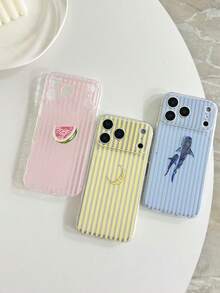 3件組透明防震全包覆軟TPU手機殼，UV印刷條紋元素，粉色條紋與櫻桃烏龜太陽組合圖案，時尚手機殼，相容於 7/8/7 Plus/8 Plus/X/XS/XR/XS Max/11/11 Pro/11 Pro Max/12/12 Pro/12 Pro Max/12 Mini/13/13 Pro/13 Pro Max/13 Mini/14/14 Pro/14 Pro Max/14 Plus/15/15 Pro/15 Pro Max/15 Plus/16/16 Pro/16 Pro Max/16 Plus/17/17 Pro - 多色 - 查看 29