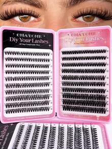 340/380/400pcs Mixed High-Density Eyelashes, DIY Natural Slim Eyelash Clusters, Easy To Wear, Reusable Single Eyelashes, Beautiful Eyelashes, Enlarged Eyes, Including Glue, Tweezers, Brushes, Suitable For Beginners, Back To School Season Eyelashes - Multicolor - View 17