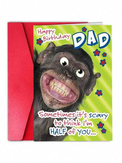 1Pc Funny Chimpanzee Graphic Birthday Card For Dad Sarcastic Humor Greeting Card