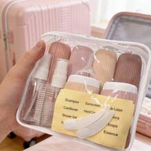 18pcs Travel Toiletry Bottles Set, Silicone Leak-Proof Refillable Cosmetic Containers, Includes Transparent Storage Bag, Funnel And Stickers, Portable Travel Essentials, Suitable For Airplane Carry-On, Vacation And Gym - Multicolor - View 7