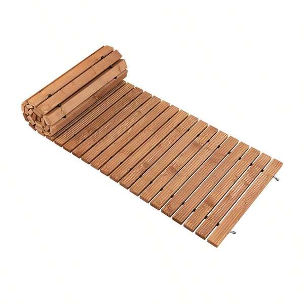 8 Feet Roll-Out Weather-Resistant Patio Hardwood Pathway-17 Inch-XY872463