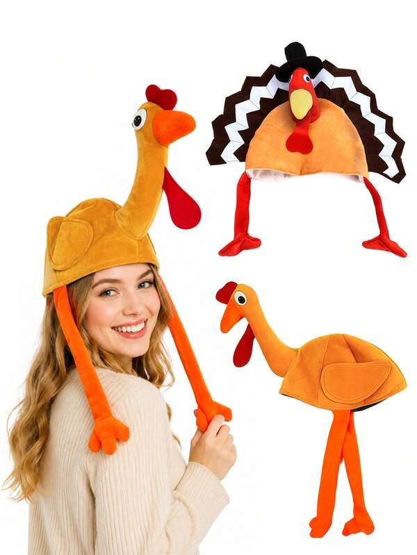Thanksgiving Turkey Hat Turkey Head Shaped Funny Headwear Suitable For Thanksgiving Night Events, Costume Parties, Cosplay, Women Men, Friends Thanksgiving Dinner, Holiday Dress Up, Autumn Festival Photo Props