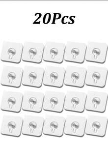 20/10/5pcs No-Drill Wall Hooks, Sturdy Invisible Plastic Clips, Suitable For Hanging Photos And Picture Frames, Home And Exhibition Decor - Multicolor - View 10