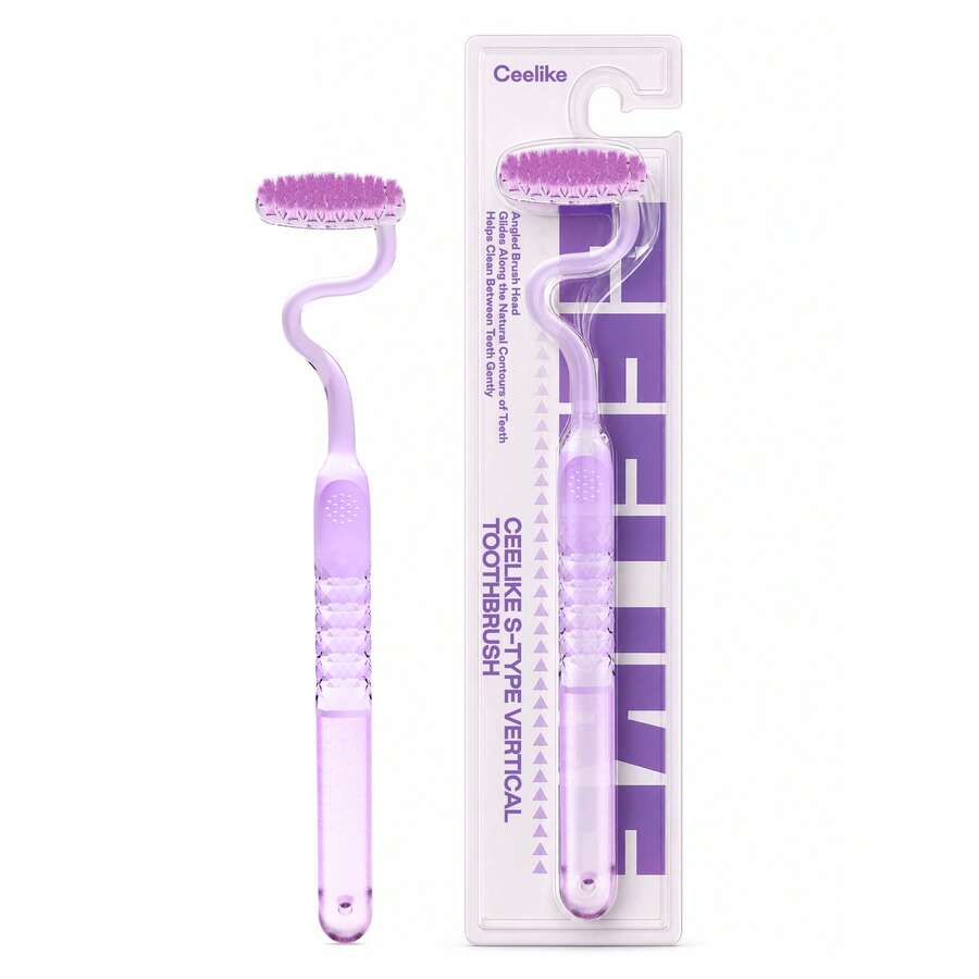 CEELIKE S Shape Toothbrush Ergonomic Design Easy Brushing Gentle Clean Teeth Oral Toothbrush - Pink - View 1