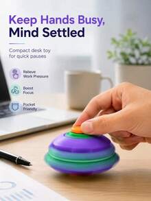 Dual-Function Button Spinner 3D Printed Press & Rotate Stress Relief Ball Toy, Pocket-Sized Desktop Fidget Toy, Colorful Handheld Toy For Office Breaks, Studying, Travel And Relaxation - Multicolor - View 8