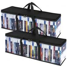 CCidea Bolsas de almacenamiento para CD, 2 unidades, soportes para DVD, discos de vinilo, bolsa de transporte con asas, organizador de almacenamiento multimedia para DVD/CD/videojuegos, Blu Ray Disc - Multicolor - Ver 2