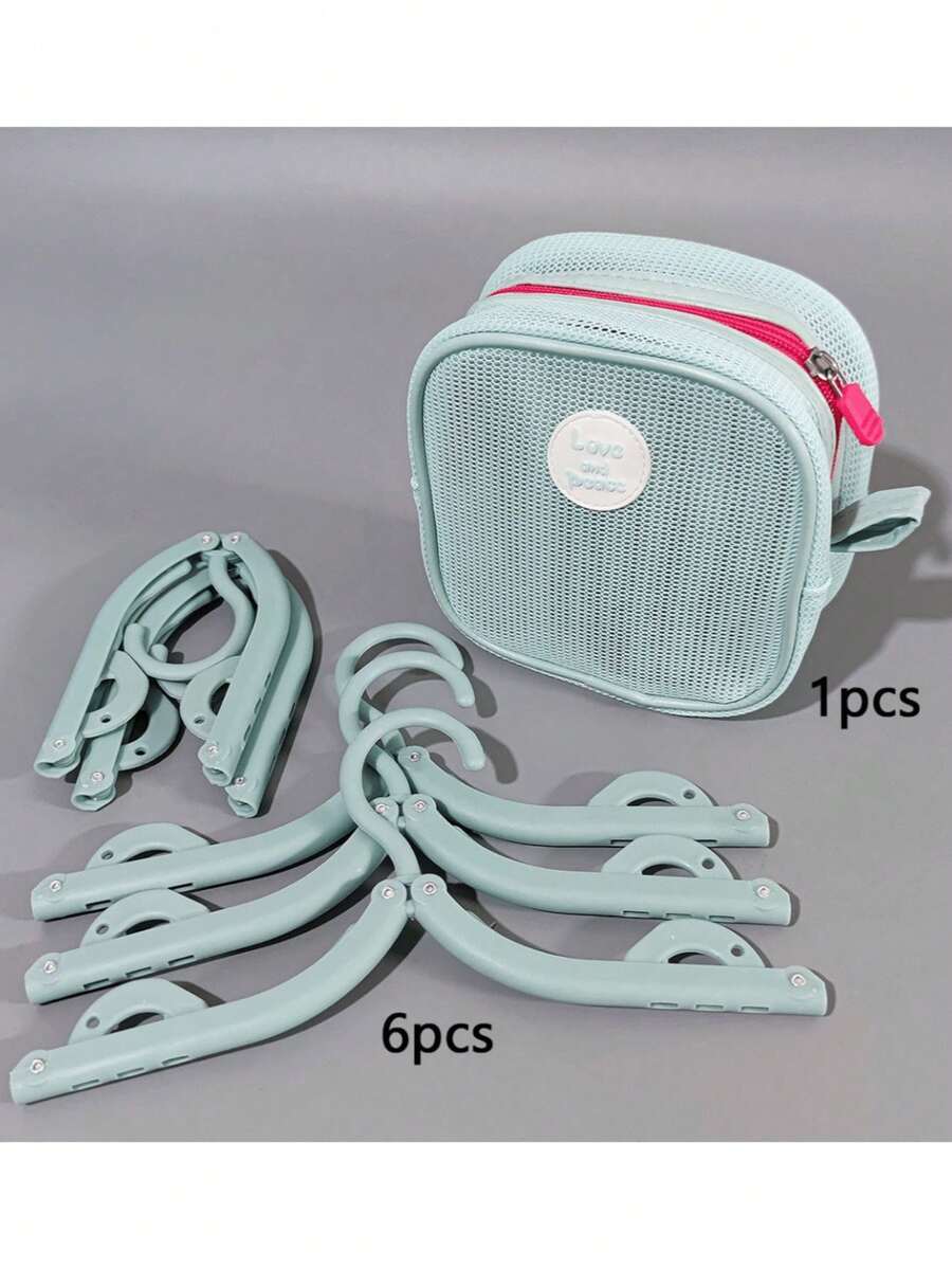 Portable Foldable Clothes Hanger Set With Storage Bag, Space-Saving Travel Hangers, Suitable For Suitcase, Business Trip, Vacation, Dorm, Essential Compact Clothing Storage [Due To Manufacturing Process, Friction Marks Are Normal] - View 1