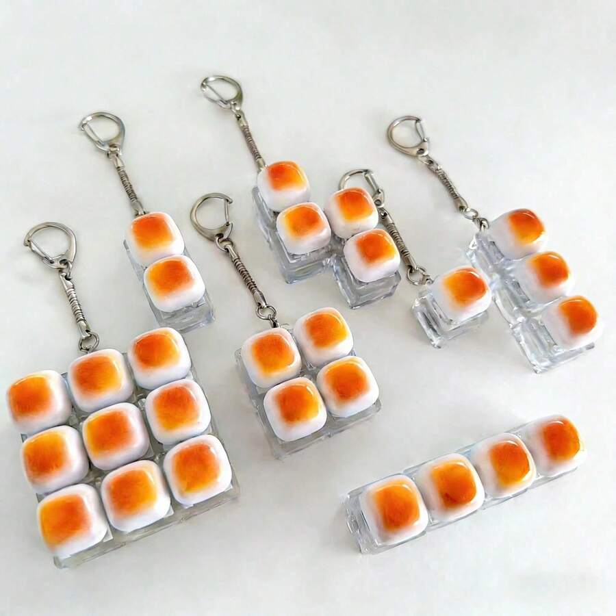 1pc Soft Punk Keyboard Keychain - Stress Relief Toy. Charming Chocolate Color Keyboard Stress Relief Toy, Makes Crisp Clicking Sound, Light Click Sound Relieves Stress, Suitable For Adults, Quietly Soothes Anxiety. Applicable For Work, Travel, Home Scenarios, Helps Relieve Stress, Improve Concentration, Ideal Choice For Office Desk Decoration, Party Gift, Christmas And Birthday Gift. - Multicolor - View 1