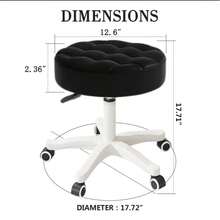 Small Round Rolling Desk Chair Armless Comfy Vanity Computer Chair Without Backrest PU Leather Height Adjustable Swivel Work Spa Stool - Black - View 7