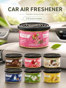 Canned Solid Car Air Freshener, Car Aromatherapy Balm Deodorizer Diffuser, Long-Lasting Fragrance To Refresh Car Interior Odors, Suitable For Sedans, SUVs, Trucks, RVs, Center Console, Cup Holder, Seat Side, Home Living Room, Bedroom, Bathroom, Office, Wardrobe And Travel Spaces, Helps Reduce Musty, Smoke, Pet, Damp And Daily Odors, Compact Round Can Design - A - View 5
