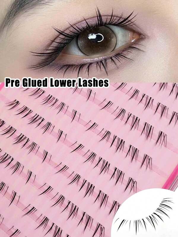 100pcs Self-Adhesive Lower Eyelashes, C Curl Natural Look, Soft Natural Lower Eyelashes, Suitable For Beginners, Glue-Free Design, Lightweight Comfortable DIY Lower Eyelashes