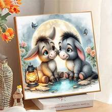 1PC | 5D DIY Diamond Painting | Cute Little Donkey Pattern Diamond Painting Kit, Round Full Drill Mosaic Craft Set, High Definition Art Diamond Painting, Focus And Relax Through DIY, Suitable For Living Room, Bedroom, Office Wall Decoration, Surprise Holiday Home Decor Gift For Family And Friends, Unframed - round diamond - View 4