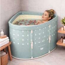 Triangular Fan-Shaped Foldable Bathtub – Portable Adult Tub With Wraparound Folding Design, Corner-Friendly Layout, Space-Saving & Lightweight For Easy Storage And Carrying - Blue, 75*75*56cm - View 6