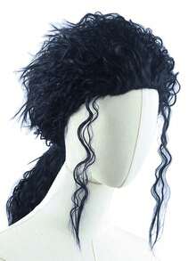 Cosplay Wig 20inch Button Mesh Black Curly Unisex African Wig Stage Performance Holiday Party Heat-Resistant Fiber Realistic Hair - Black - View 1