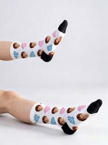 1 Pair Custom Face Print Socks,Seashell Conch Ocean Pattern Mid Calf Socks, Personalized Funny Photo Socks, Unisex Casual Summer Gift Socks - Multicolor - View 6
