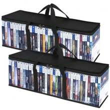 CCidea Bolsas de almacenamiento para CD, 2 unidades, soportes para DVD, discos de vinilo, bolsa de transporte con asas, organizador de almacenamiento multimedia para DVD/CD/videojuegos, Blu Ray Disc - Multicolor - Ver 1