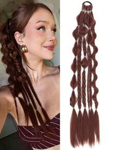 Paquete de cabello de cola de caballo de burbuja de 24 pulgadas hecho a mano de color mixto, adecuado para todos los tipos de cabello de mujer, bandas elásticas de goma - color - Ver 15
