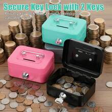 Lockable Steel Cash Box With Coin Slot And 2 Keys, Portable Metal Money Storage Box, Creative Adult Piggy Bank, Securely Store Coins, Bills, Tickets And Small Valuables, Multiple Colors Available, Suitable For Home, School And Shop Mystery Box - Multicolor - View 1