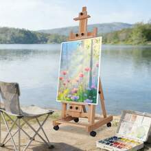 YUNRUX Artist Easel With Wheels Floor-Standing Height-Adjustable Display Art Painting Stand - 1PC - 查看 7