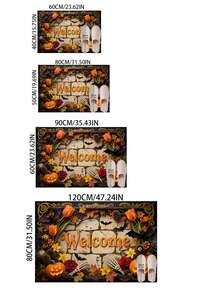 1pc Pumpkin Red Rose Doormat, Welcome Mat, Rug, Floor Mat, Universal Door Mat, Bedroom Carpet, Area Rug - Multicolor - View 2