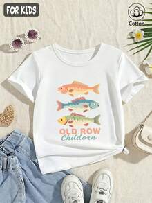 Sommer & Herbst Mädchen Baumwolle Kurzarm T-Shirt, süß mädchenhafter Preppy-Stil mit lustigen bedruckten Grafiken - Weiss - Übersicht 1