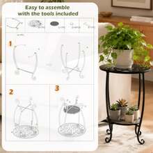 Mesa auxiliar redonda de metal de 2 niveles, mesas de centro con acento negro, estante de esquina para plantas de espacio pequeño para interiores y exteriores, porche, patio, balcón, sala de - Multicolor - Ver 6