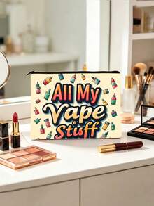 1 pieza Bolsa de cosméticos, diseño de botella de líquido de cigarrillo electrónico, portátil & plegable, cierre con cremallera, adecuada para amistad, cumpleaños, Día de San Valentín, graduación, regalos festivos, almacenamiento de viaje/uso diario, unisex ligera & lavable a máquina, bolsa de tocador de moda - Multicolor - Ver 3