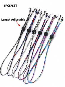 6 piezas Correa para gafas tejida a mano, longitud ajustable, correa para gafas de viaje para mujeres, correa anti-pérdida para gafas, correa para gafas de mujer, cordón para gafas - Multicolor - Ver 4