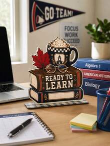 1件入學季桌面裝飾牌「Ready To Learn」書本馬克杯楓葉設計 多層托盤裝飾品 教室農舍風 開學第一天 鄉村教育主題 辦公桌展示 教師感謝 秋季辦公室桌面節日裝飾 - 款式1 - 查看 10