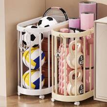Rolling Storage Basket With Wheels, Open Mesh Space-Saving Storage Box, Durable And Easy-To-Clean Plastic Structure, Black And White Options, Suitable For Yoga Mats, Fitness Equipment, Bathroom, Laundry Room, Home And Office Storage - Multicolor - View 6