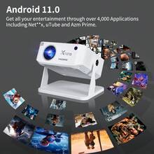 Xnano 智慧 WiFi 投影機,40-201 英吋大螢幕顯示,Android 11.0 便攜式電影投影機,配備 4W 揚聲器,雙頻 2.4G/5G WiFi 藍牙 5.0,適合初學者與家庭聖誕禮物 - 白色 - 查看 9